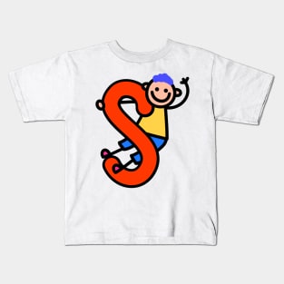 Letter S for Boys alphabet Kids Colorful Cartoon Character Kids T-Shirt